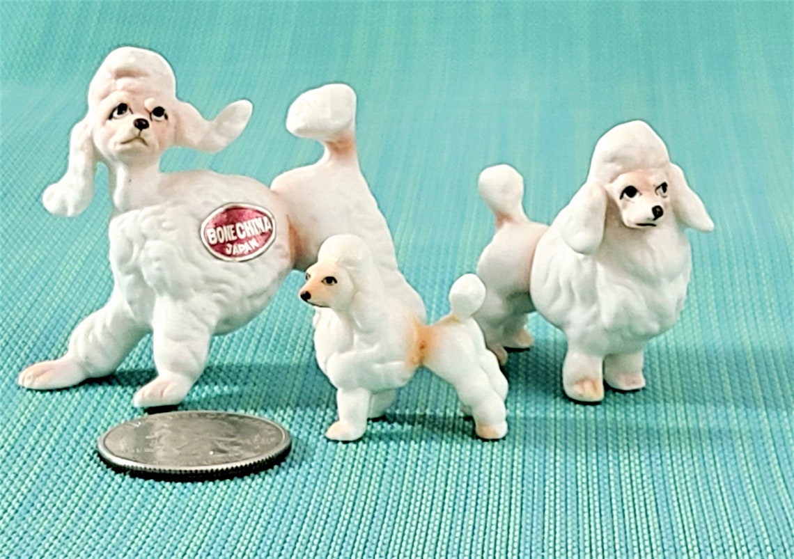 Miniature Poodle Dog Family Bone China Figurines Set of 3 Etsy