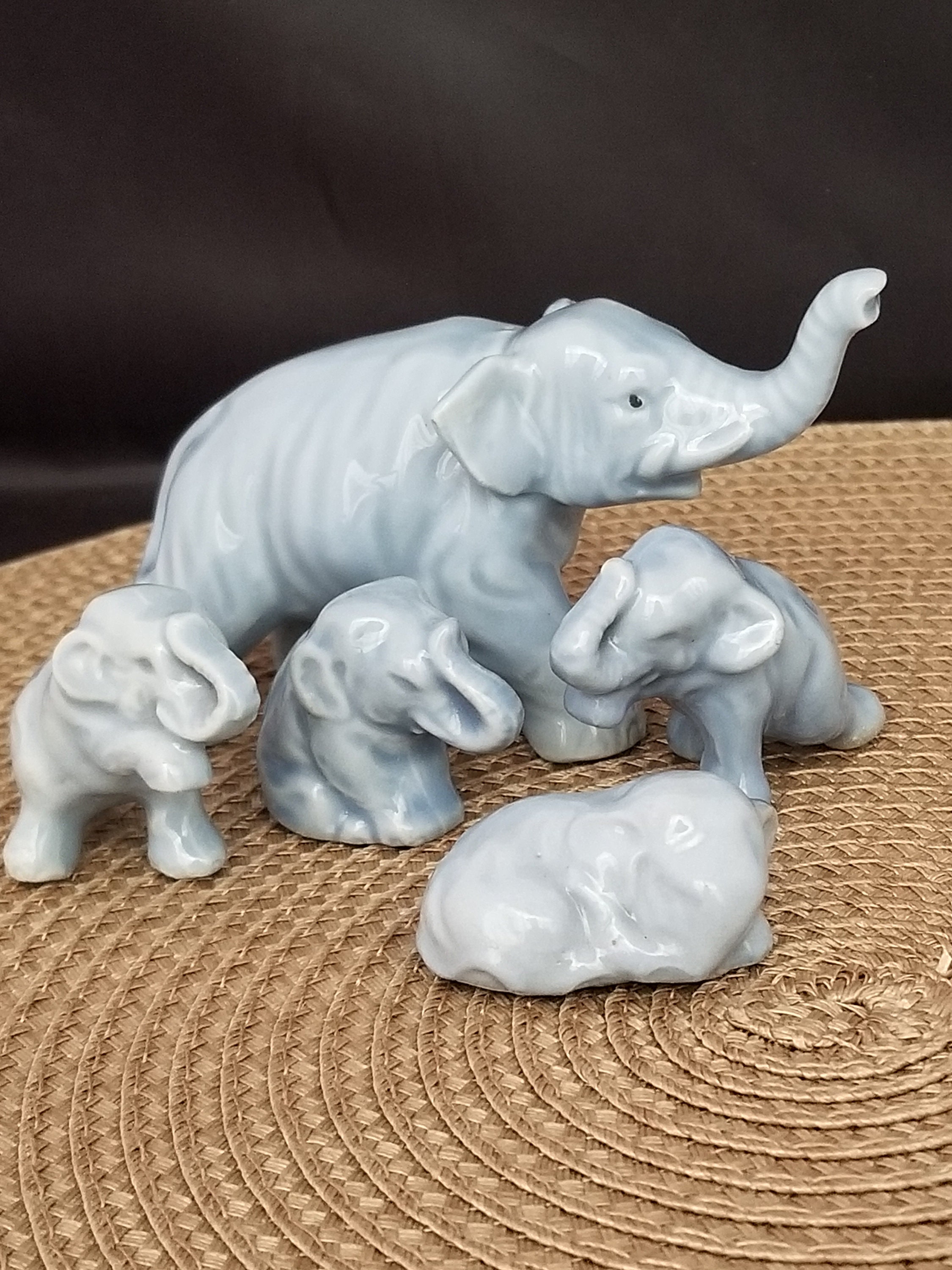 Mid Century Elephant Family Figurines made in Japan Mother | Etsy