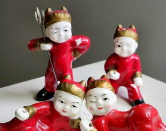 Vintage Porcelain Little Devil Figurines, 2