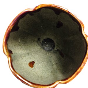 Belgian Art Deco Vase: Blue Brown Drip Glaze Ceramic Pedestal (Model 1943) imagem 7