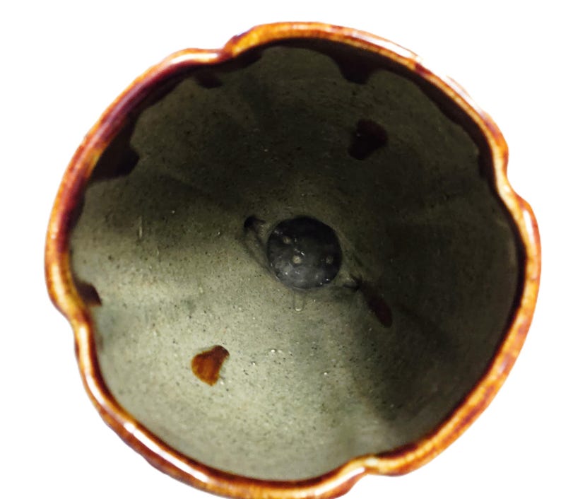 Belgian Art Deco Vase: Blue Brown Drip Glaze Ceramic Pedestal (Model 1943) imagem 7
