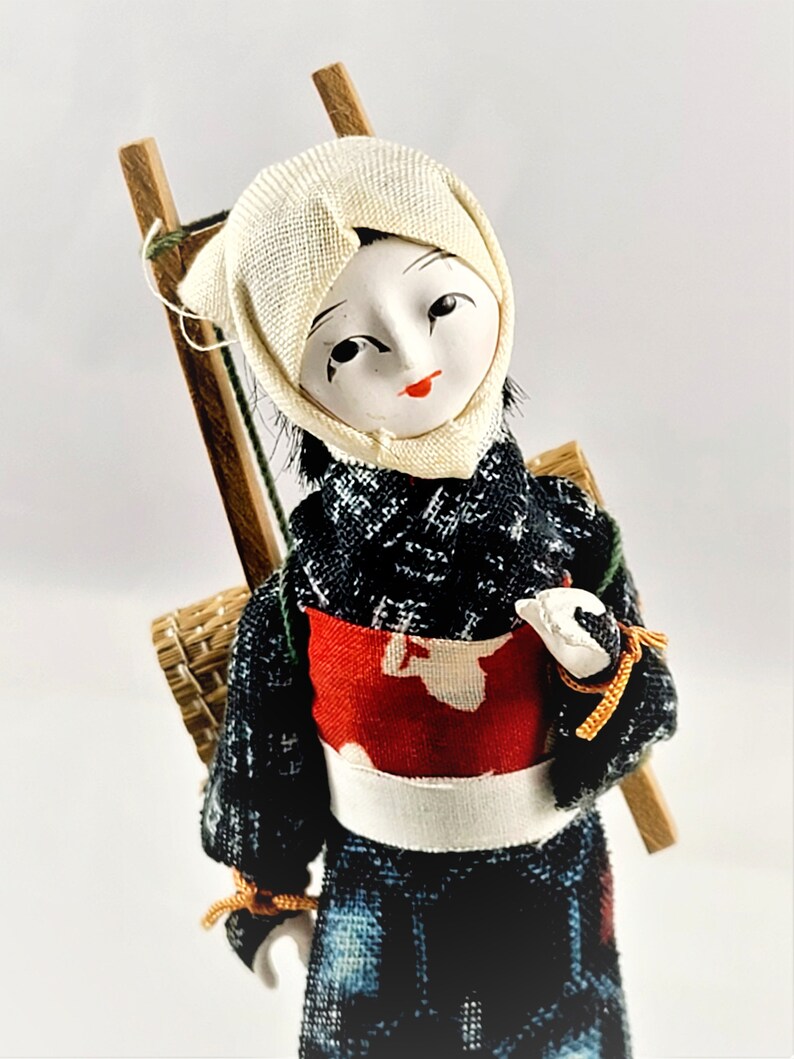 Japanese Cloth Doll With Bed Roll Back Pack Hand Crafted Etsy