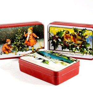 Miniature Christmas Tins Victorian Style Winter Scenes In A Set Of 3 Lilian Vernon Vintage 80s