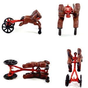 Replica Cast Iron Horse Drawn Pumper Fire Truck Toy Figurine Vintage 70s Bild 9