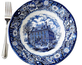 Vintage Liberty Blue Fraunces Tavern Bowl – 1975 Enoch Wedgewood Staffordshire England