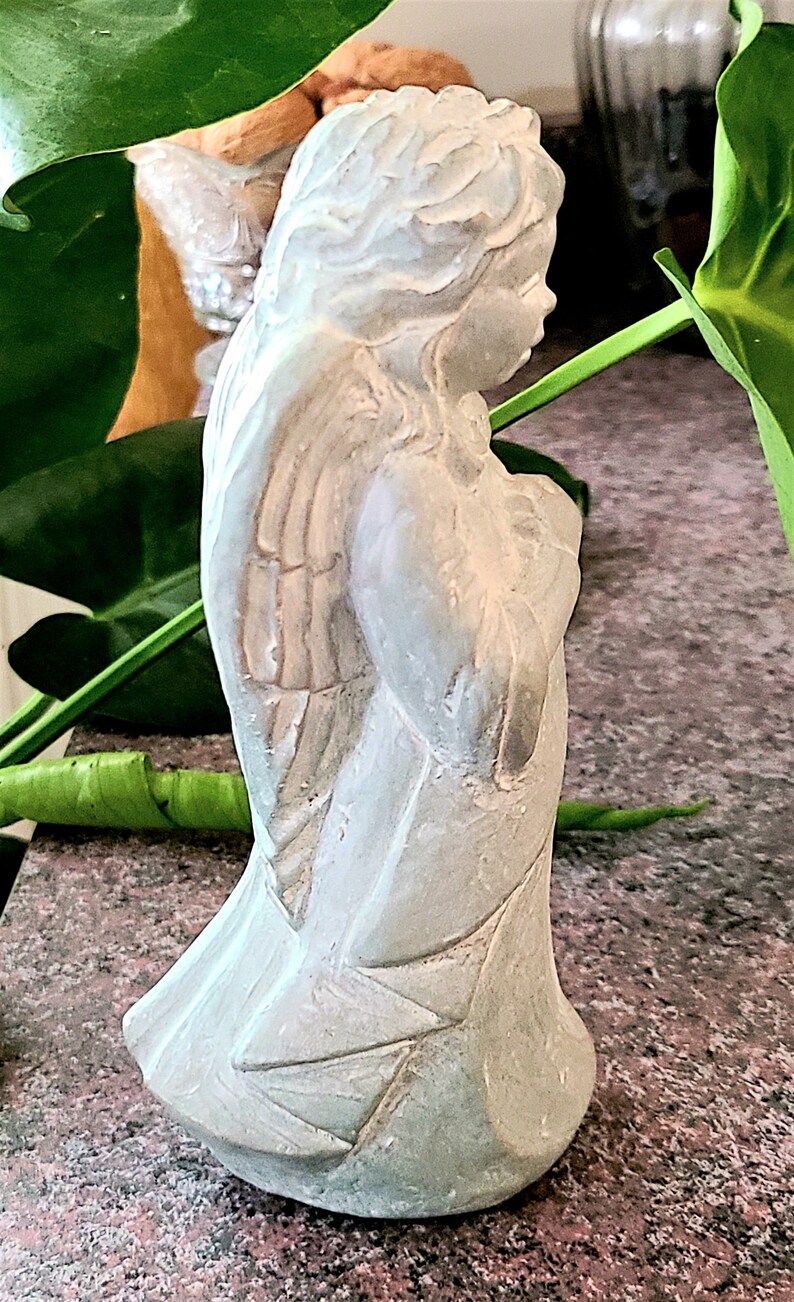 Isabel Bloom Peace Angel Statue Figurine Light Gray Concrete 6 Etsy