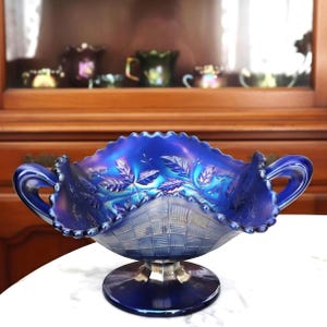 Blue Carnival Glass - Etsy