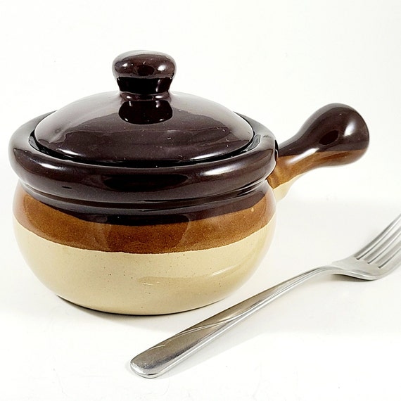Vintage Brown Soup Bowl With Lid and Handle Stoneware French Onion Soup or  Chili Crock 70s, Farmhouse Kitchen Tableware -  Sweden