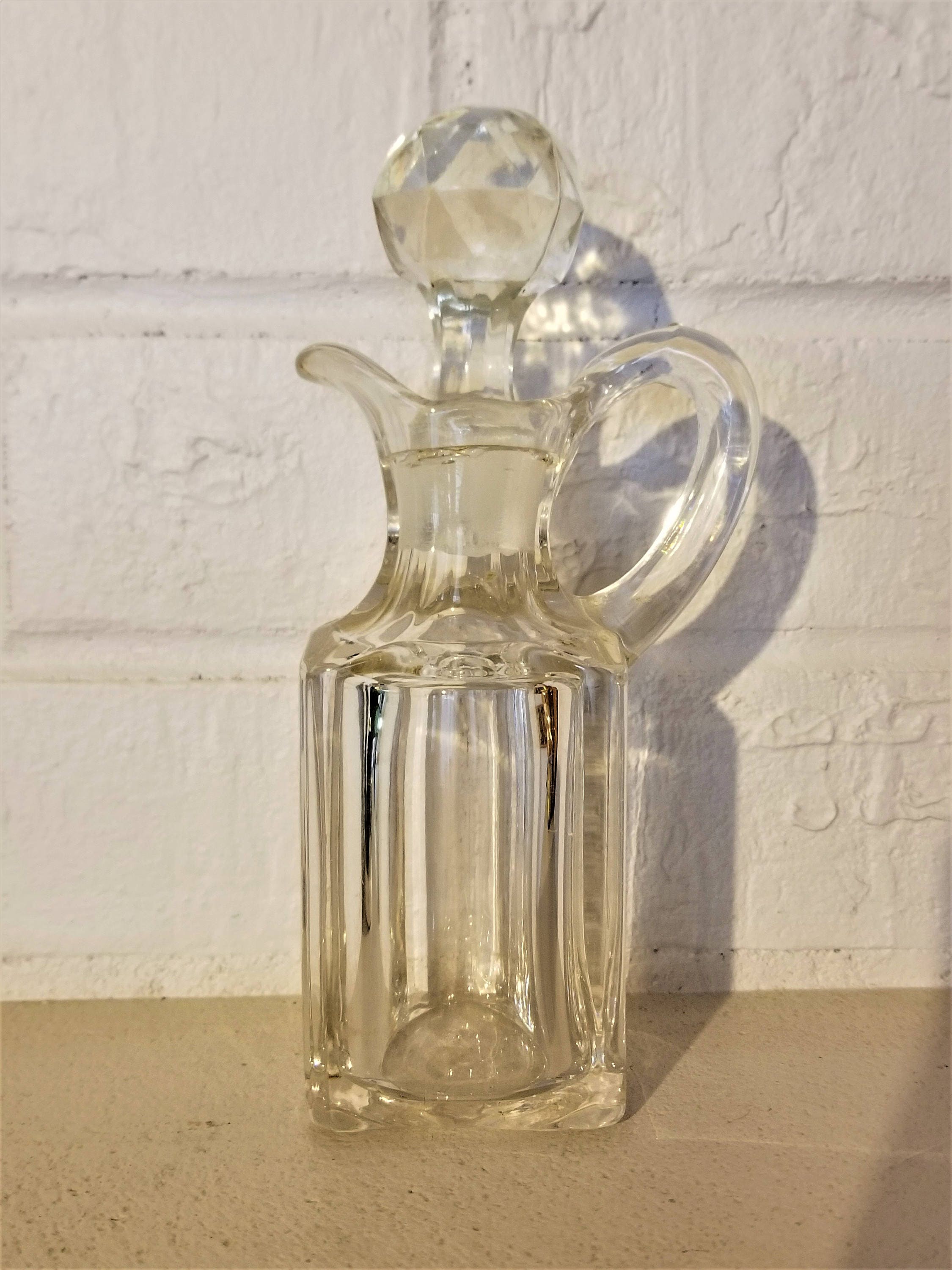 EAPG Crystal Square Vinegar or Oil Cruet with Prism Stopper Etsy