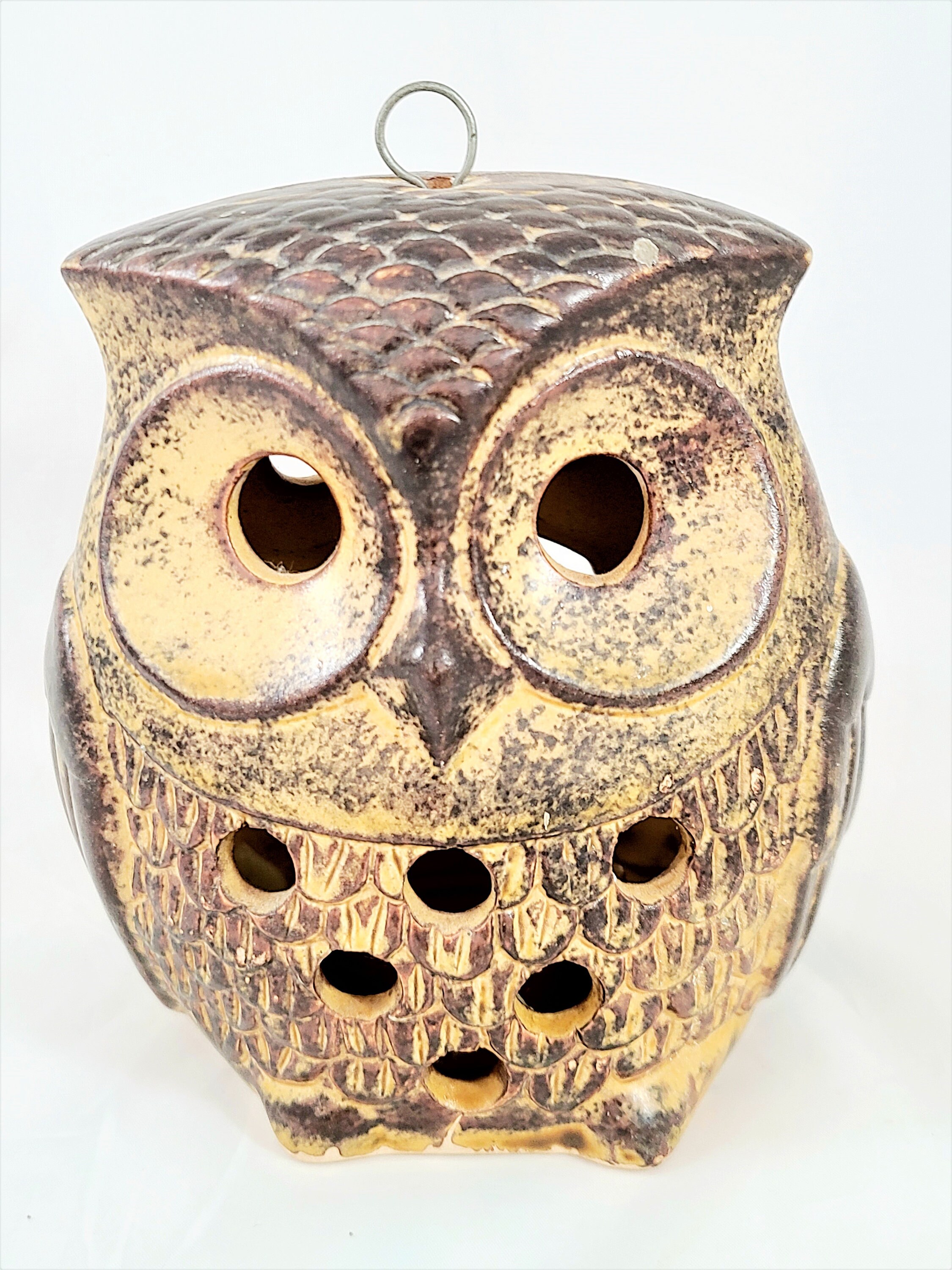 Pottery Owl Candle Holder Hanging Figurine Vintage 70's Etsy 日本