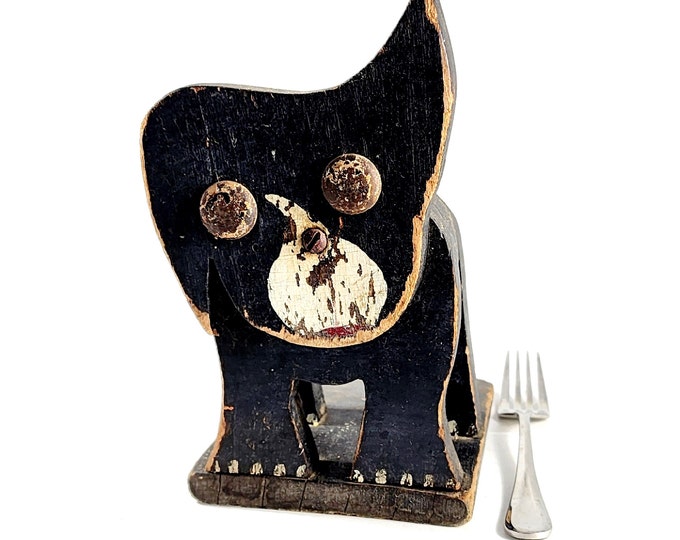 Antique Wood Dog Door Stop Wedge, Folk Art, Hand Made 30s 40s Etsy