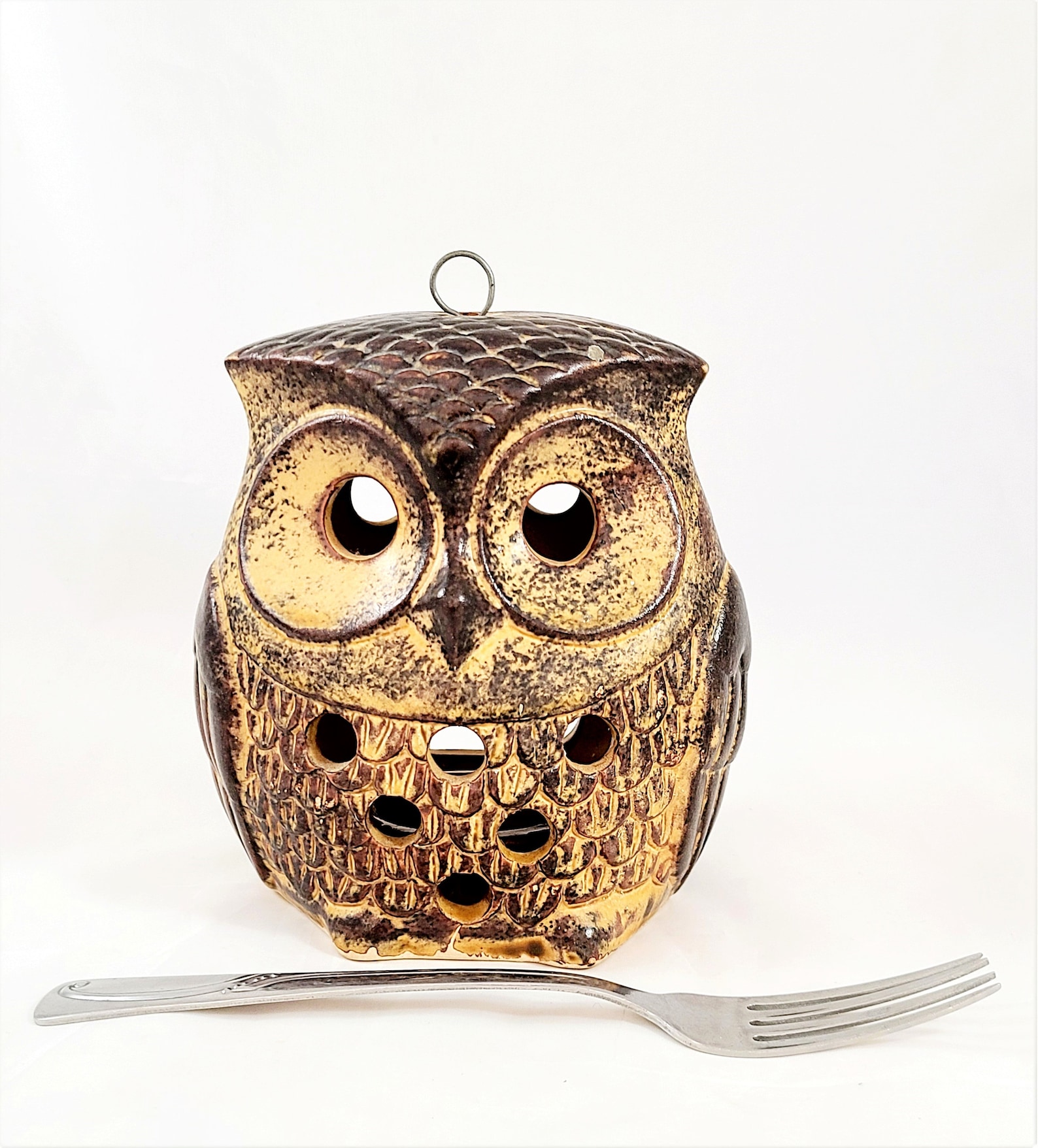 Pottery Owl Candle Holder Hanging Figurine Vintage 70's Etsy 日本