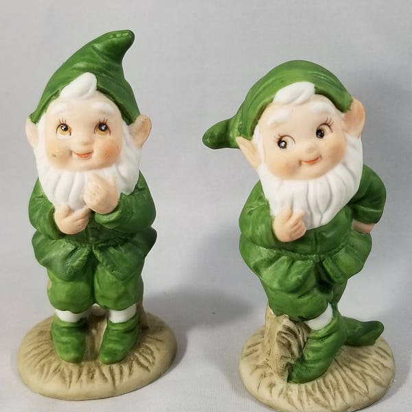 Lefton Elves made in 1990s,  Lefton Leprechauns, Pixies, Gnomes Figurines, St Patricks Day Figurines