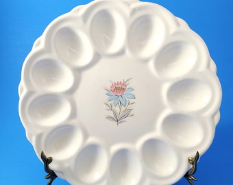 Ceramic Egg Platter Plate - Fairlane Pattern Steubenville 50s, Dozen Deviled Eggs