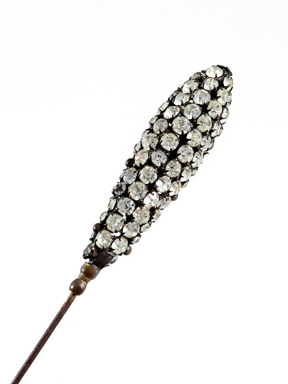 Antique Teardrop Rhinestone Hat Pin - 1910s to 19… - image 3