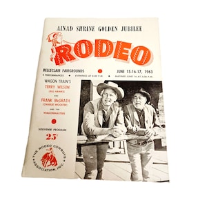 1963 Ainad Shrine Rodeo Program featuring Wagon Train TV Stars, Belle-Clair Fairgrounds Memorabilia