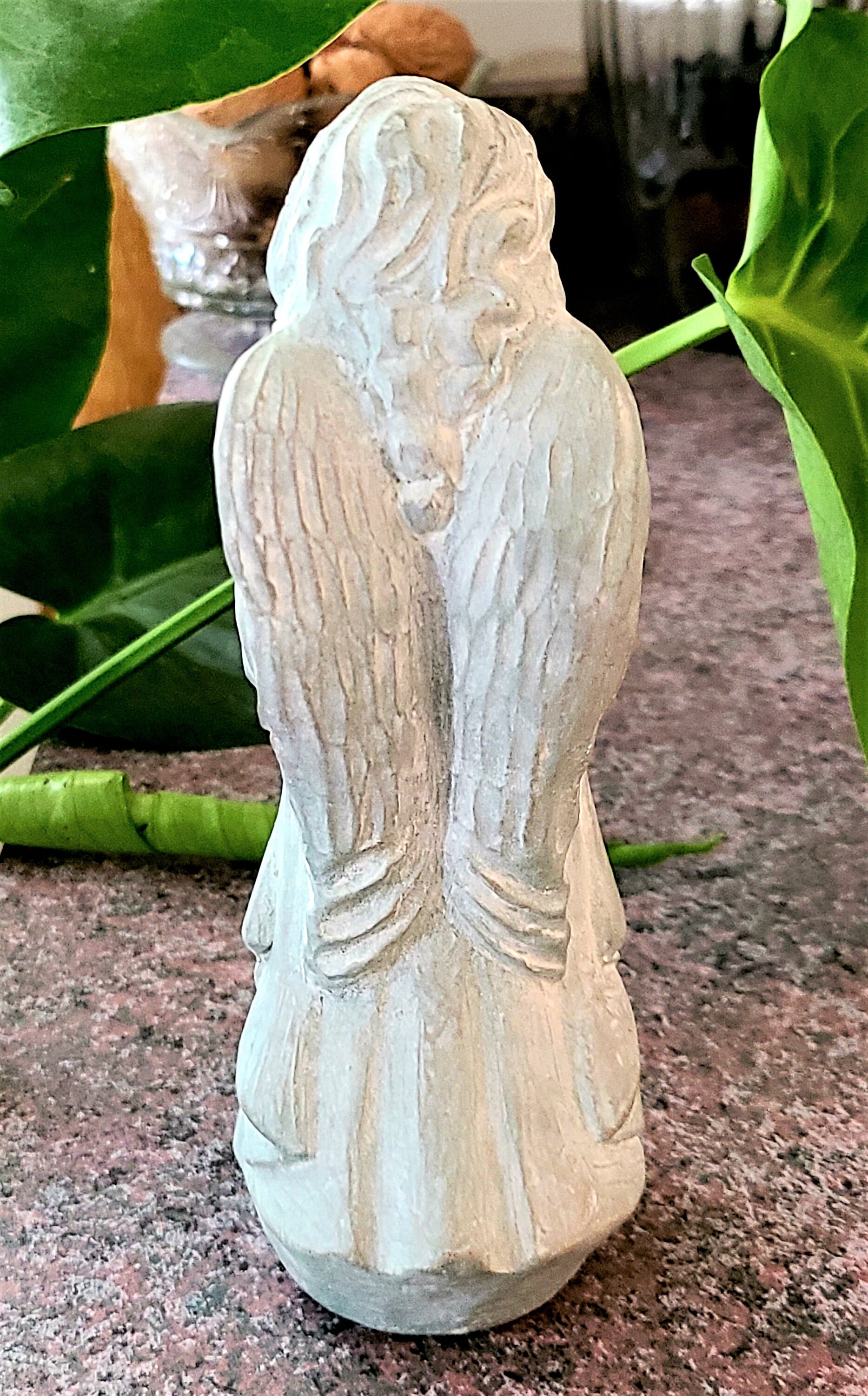 Isabel Bloom Peace Angel Statue Figurine Light Gray Concrete 6 Etsy