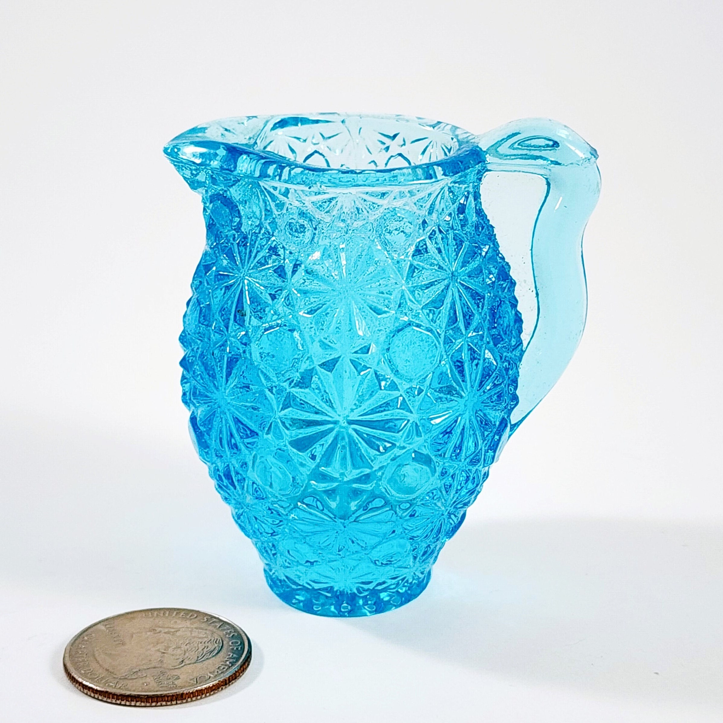 Small Blue Glass Pitcher with Dramatically Flared Rim – The Standing Rabbit