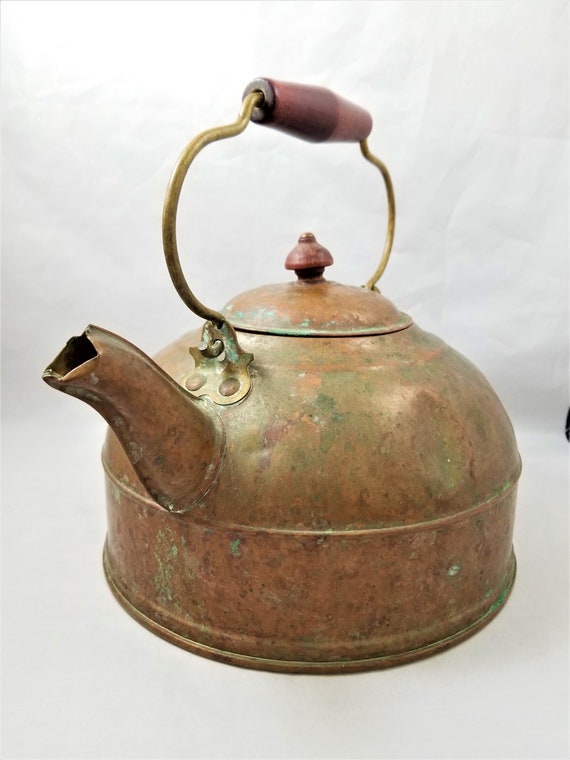 Copper Teapot Antique Revere Ware with Brass & Wooden Handle Rome NY, 1929 to 1931, Copper Teapot Antique Revere Ware with Brass & Wooden Handle Rome NY, 1929 to 1931,