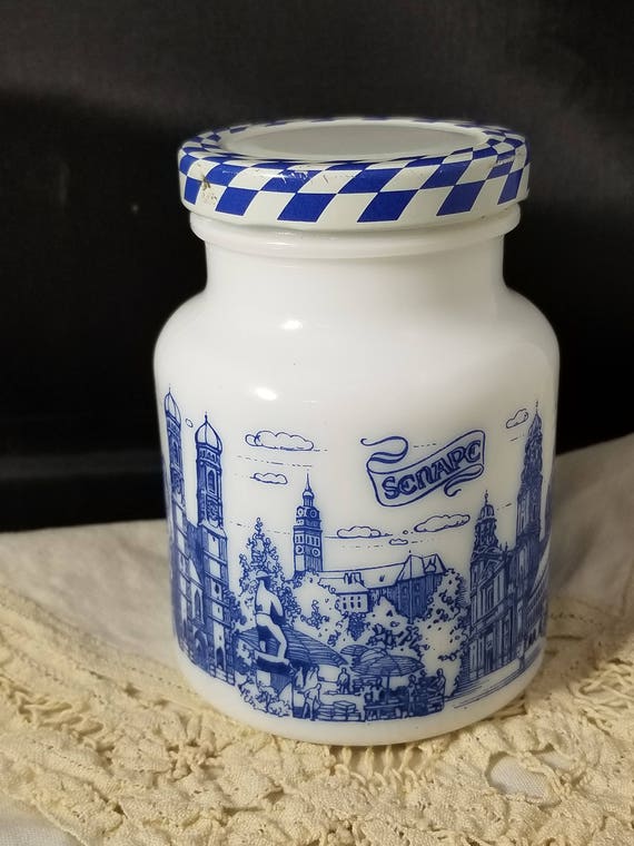 Muchen Hengstenberg Mustard Jar made in Germany. Blue and Etsy
