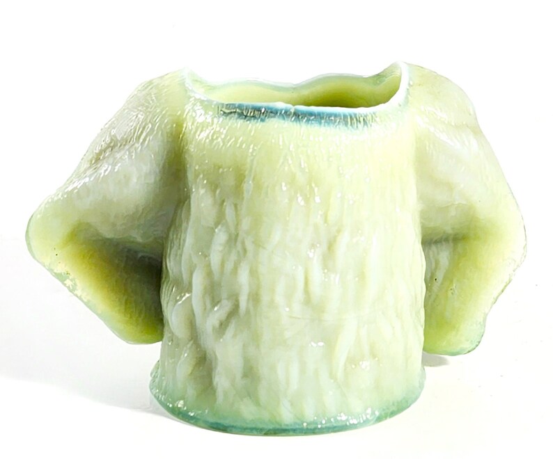 Green Slag St Bernard Dog's Head Toothpick Holder, Greentown Replica, Newfoundland, St Clair Toothpick Holder 60s 70s image 4