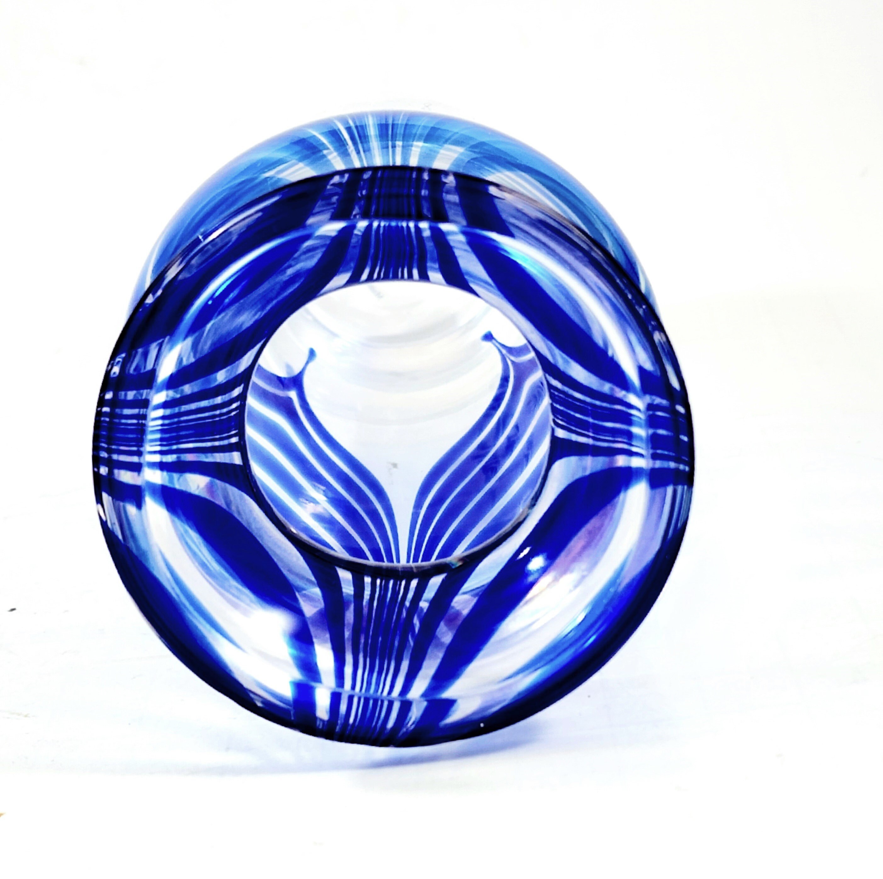 Royal Limited Crystal Bud Vase Blue Geometic Design Made ROC Etsy