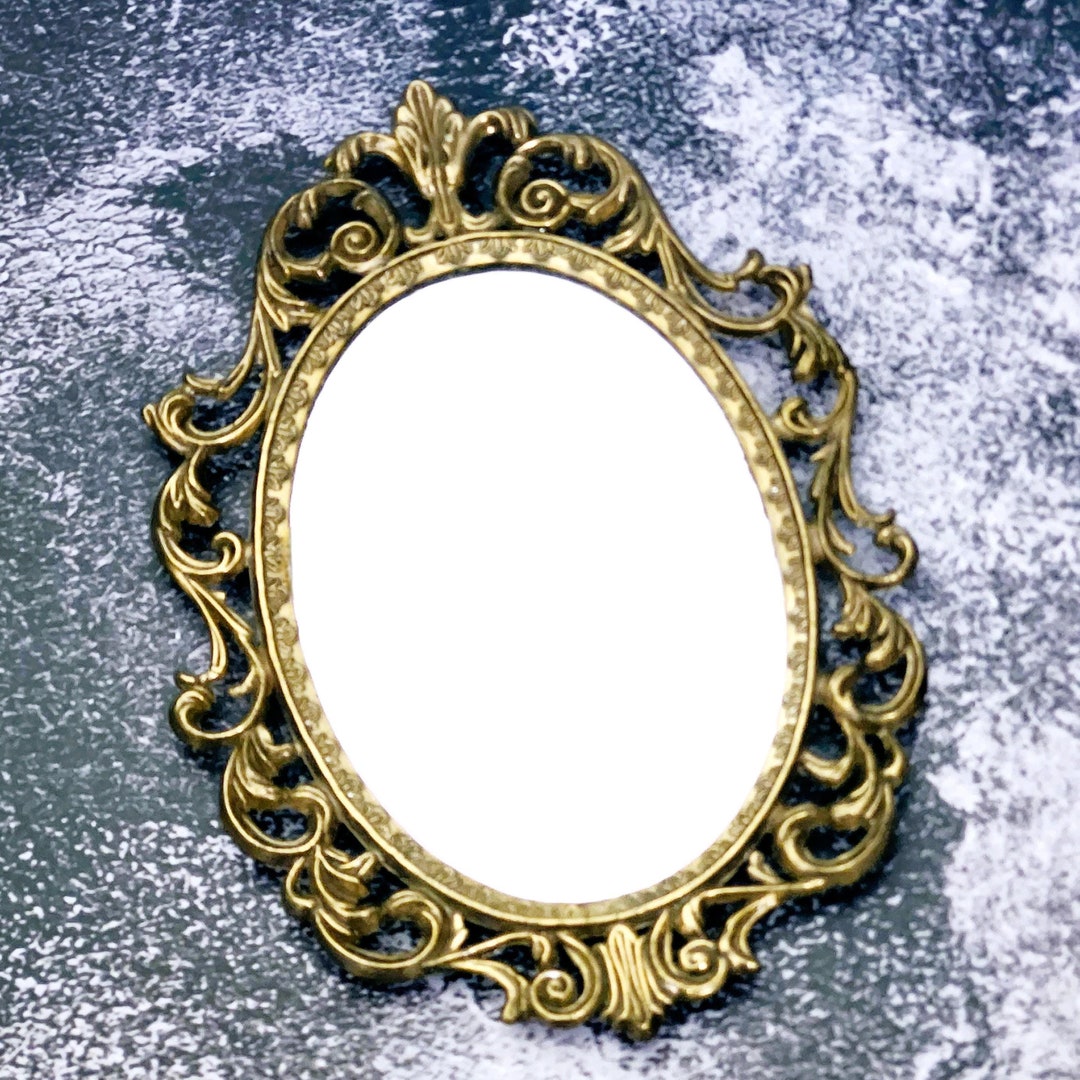 Small Italian Oval Wall Mirror With Decorative Open Scrolls & Gold Tone ...
