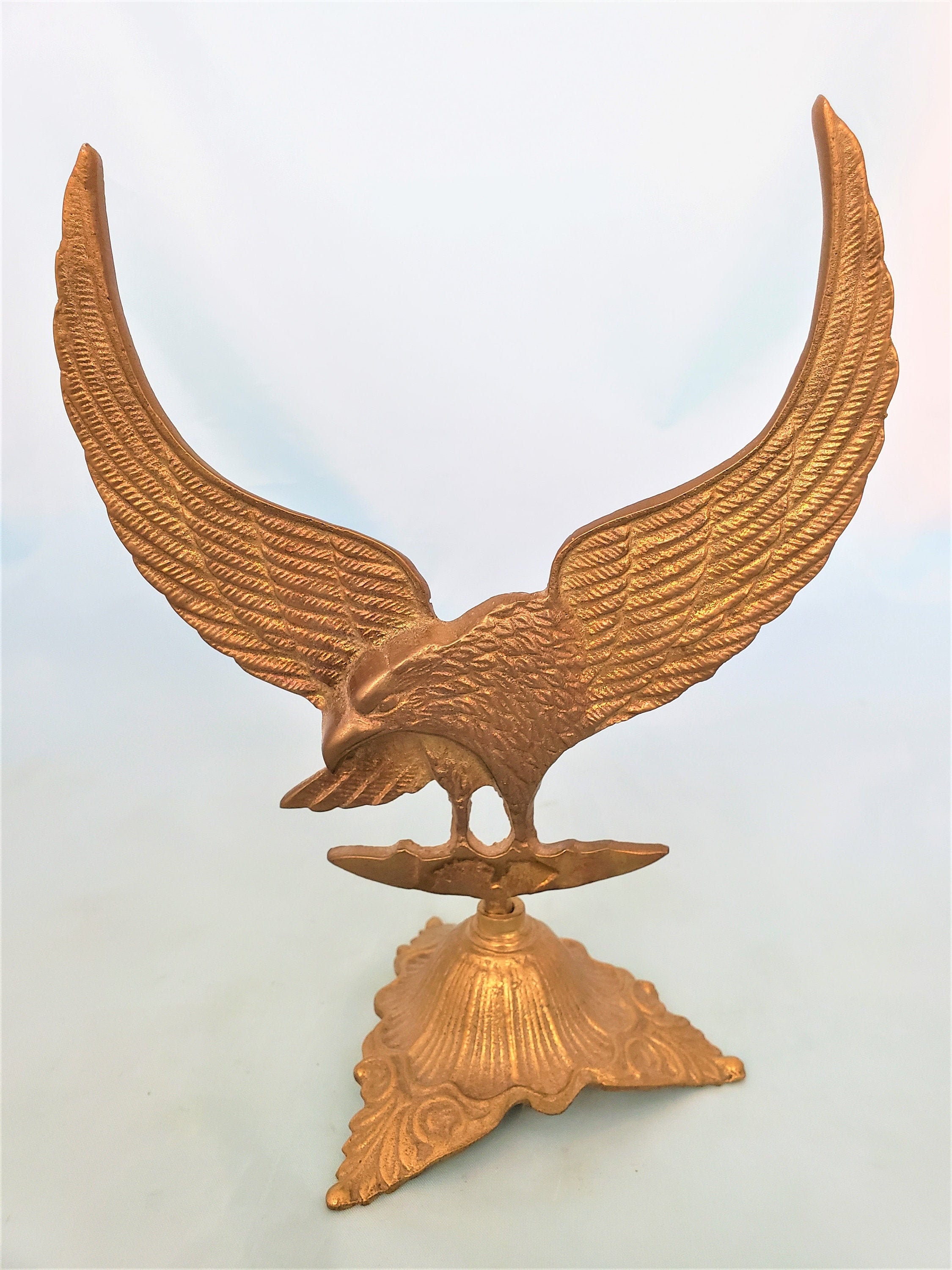 Brass Eagle Figurine on Ornate Stand Vintage 80s Patriotic Etsy
