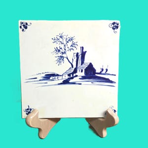 Vintage Delft Tile C-56-4, Hand-Painted Holland Reproduction