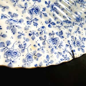 Blue White Chintz Platter Molded Features & Plate Holder Royal Doulton England Antique 1910 To 1920s image 3