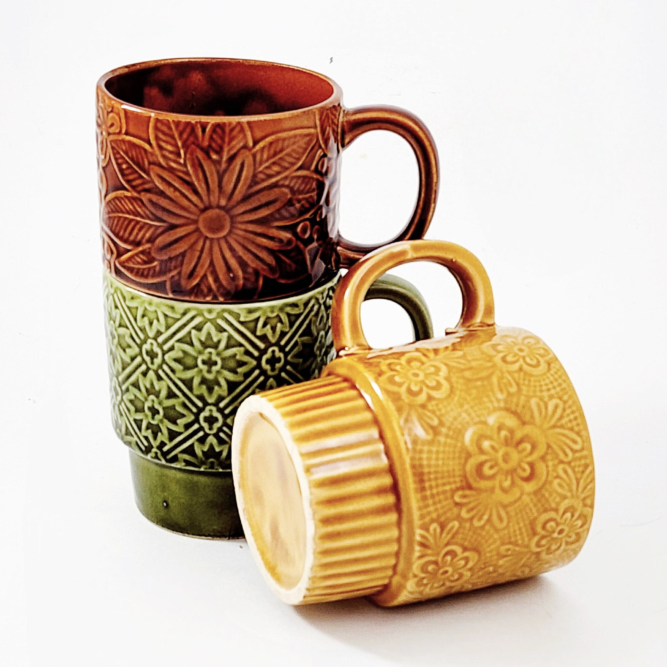 Ceramic Stackable Japanese Coffee Mugs (Set of 4)