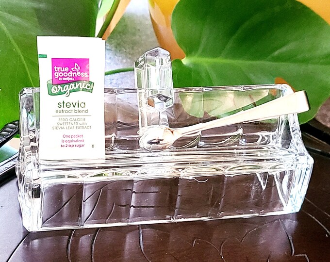 Heisey Glass Sugar Cube Holder With Sugar Cube Tongs Antique 1910 to