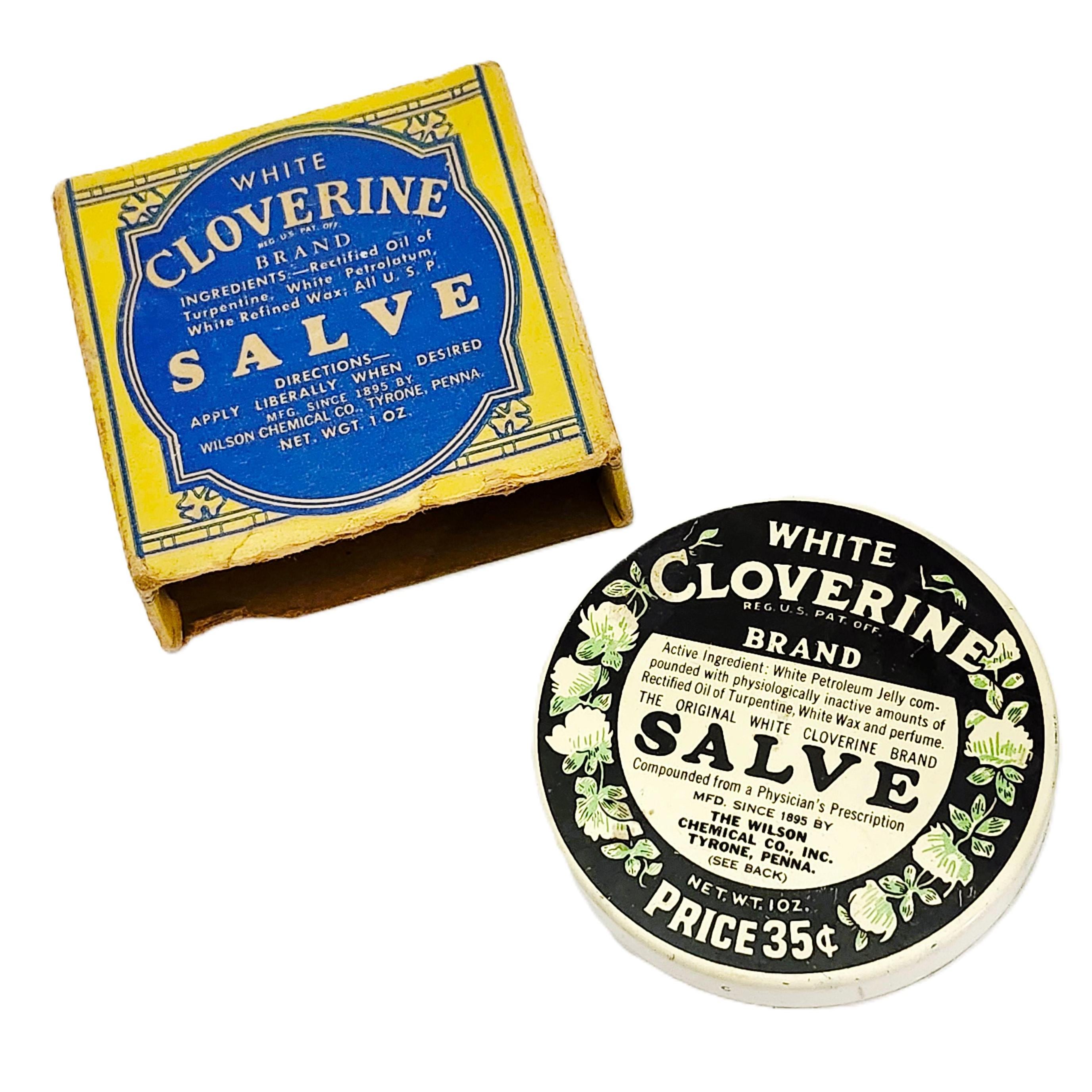 Vintage White Cloverine Salve Tin With Original Box – Wilson