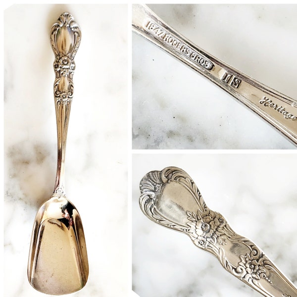 50s Silver Plate Heritage Sugar Spoon Scoop 1847 Rogers Bros IS Mid Century