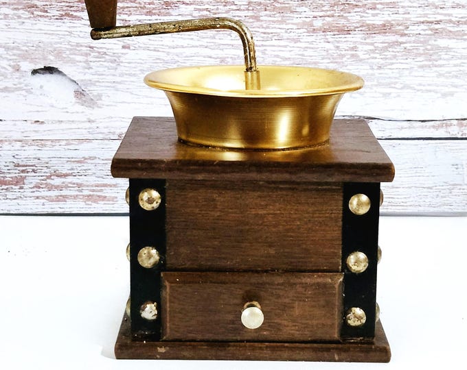 Wood Manual Coffee Grinder:  Pull Out Drawer Vintage 60s 70s