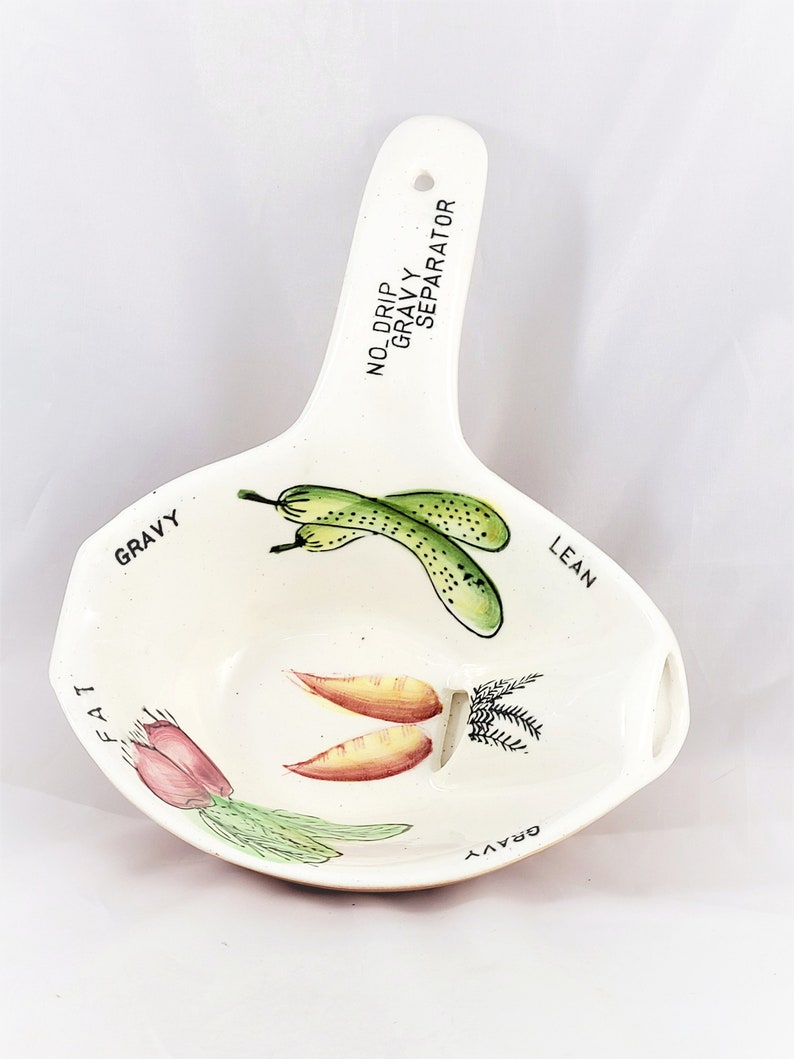 Gravy Separator Ceramic No Drip Gravy Boat Vegetable Design Etsy
