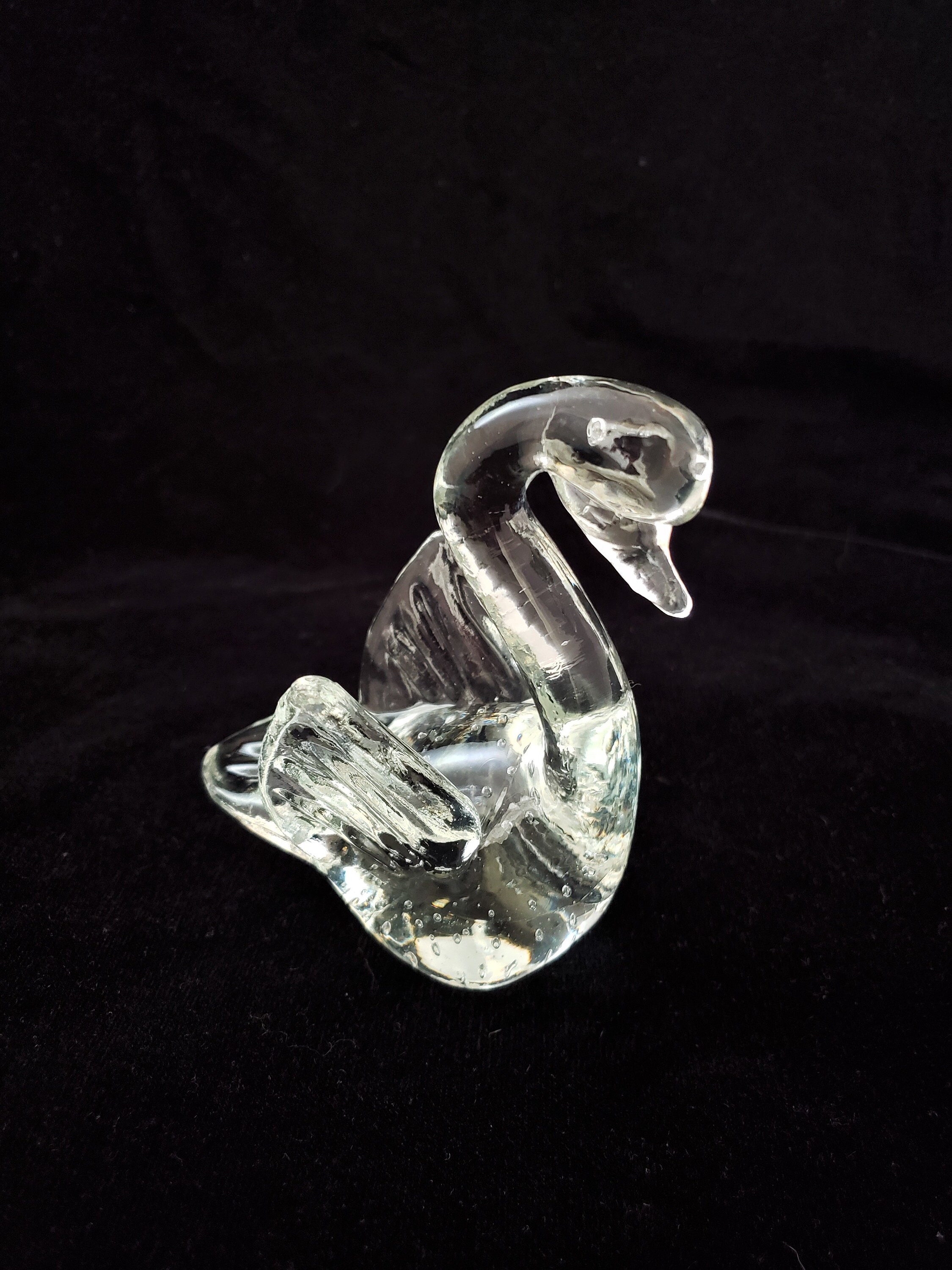 Glass Swan Paperweight or Figurine With Controlled Bubbles Etsy