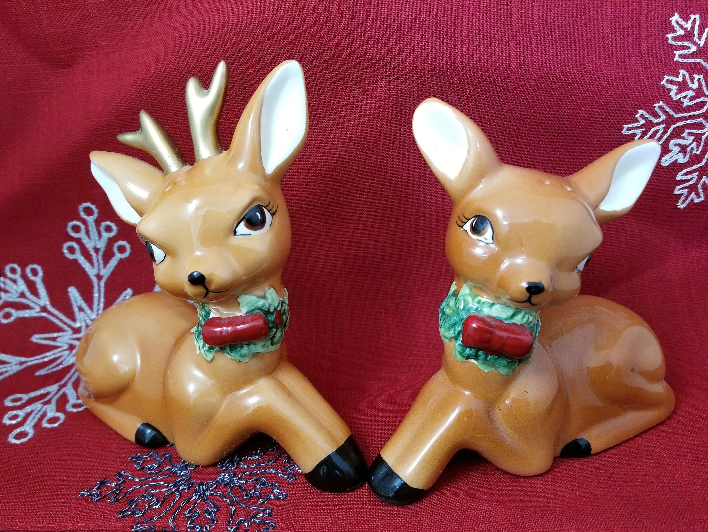 Cracker Barrel Reindeer Salt and Pepper Shakers Christmas Etsy