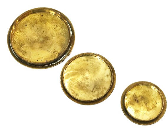 Vintage Brass Kajal Boxes - Set of 3 Nesting Shel… - image 7