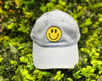 Smiley Hat, glitter hat, Custom hats, Hat, Ball cap, Baseball hat, dad hat