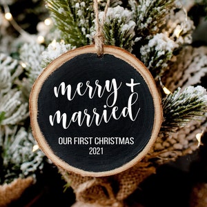 Merry and Married SVG | Our First Christmas SVG | Wood Sign SVG | Christmas Ornament Svg