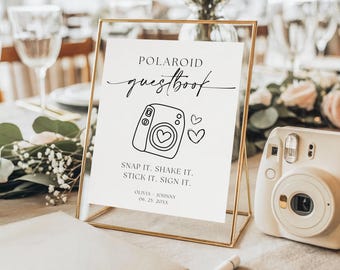 Instax Instructions Sign, Polaroid Guest Book Sign, Editable Photo Guestbook Sign, Photo Guestbook, Wedding Guestbook Sign Instax Guest Book
