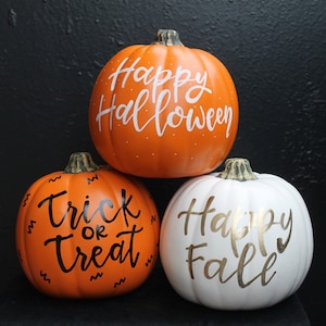 Hand Lettered Craft Pumpkins, Fall Home Decor, Halloween Decor, Decorative Pumpkin, Thanksgiving Decor, Pumpkin Calligraphy, Gifts For Home image 1