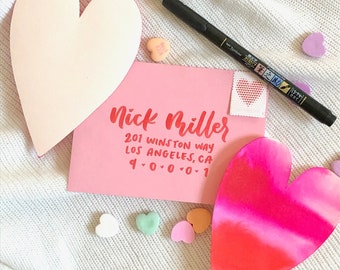Little Love Grams // *packaged, stamped + mailed for you* // Handwritten Love Notes, Watercolor Heart Card, Valentine's Day Custom Love Note