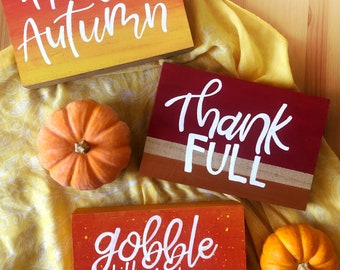 Thanksgiving Wood Signs, Autumn Wood Signs, Thanksgiving Decorations, Fall Home Decor, Hand Painted Fall Signs, Hand Lettered Autumn Decor