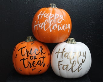 Hand Lettered Craft Pumpkins, Fall Home Decor, Halloween Decor, Decorative Pumpkin, Thanksgiving Decor, Pumpkin Calligraphy, Gifts For Home