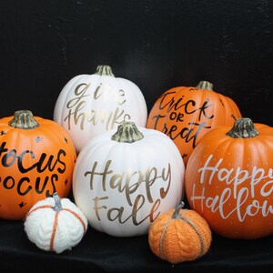 Hand Lettered Craft Pumpkins, Fall Home Decor, Halloween Decor, Decorative Pumpkin, Thanksgiving Decor, Pumpkin Calligraphy, Gifts For Home image 5