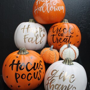 Hand Lettered Craft Pumpkins, Fall Home Decor, Halloween Decor, Decorative Pumpkin, Thanksgiving Decor, Pumpkin Calligraphy, Gifts For Home image 2