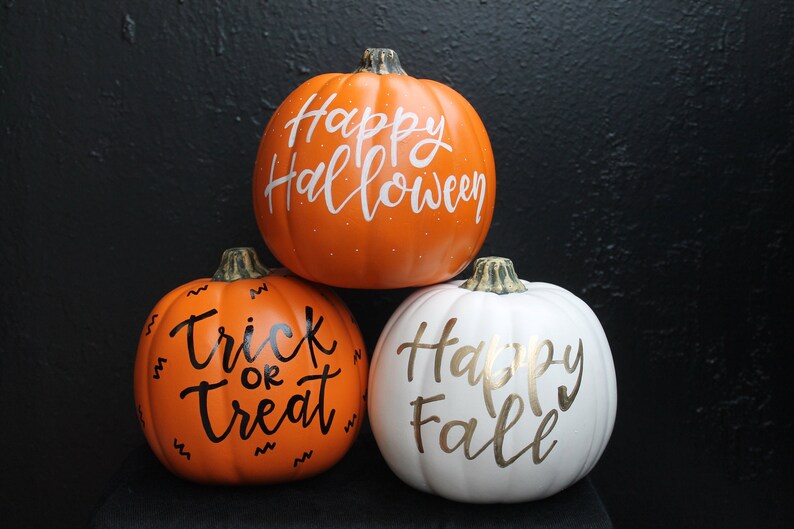 Hand Lettered Craft Pumpkins, Fall Home Decor, Halloween Decor, Decorative Pumpkin, Thanksgiving Decor, Pumpkin Calligraphy, Gifts For Home image 1