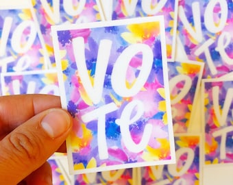VOTE watercolor vinyl sticker, Election Day sticker, vote bumper sticker, phone sticker, waterproof water bottle sticker, Stocking Stuffer